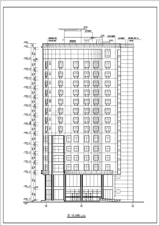 某十五层砖混结构酒店旅馆建筑设计施工图-图二