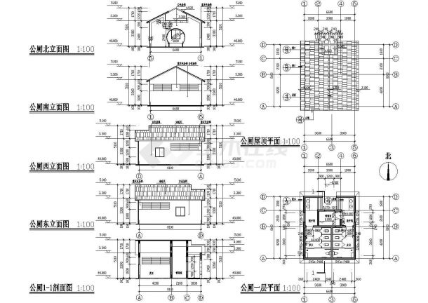 某52㎡砖混结构小型公厕建筑施工图（高5米）-图二