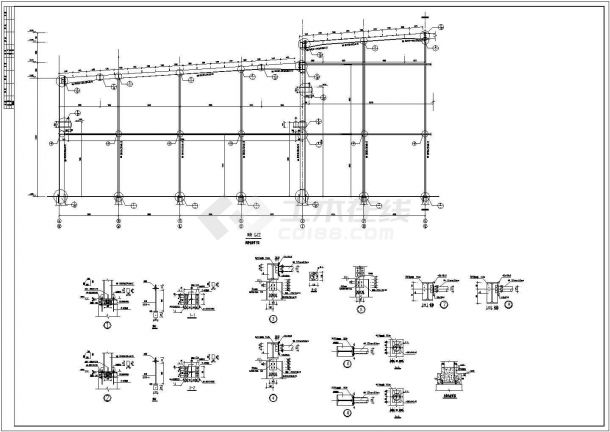 某带16吨吊车门式刚架结构厂房结构设计施工图-图二