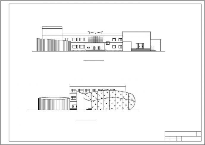 某6636㎡三层框架结构社区文化中心建筑施工图（高13米）_图1