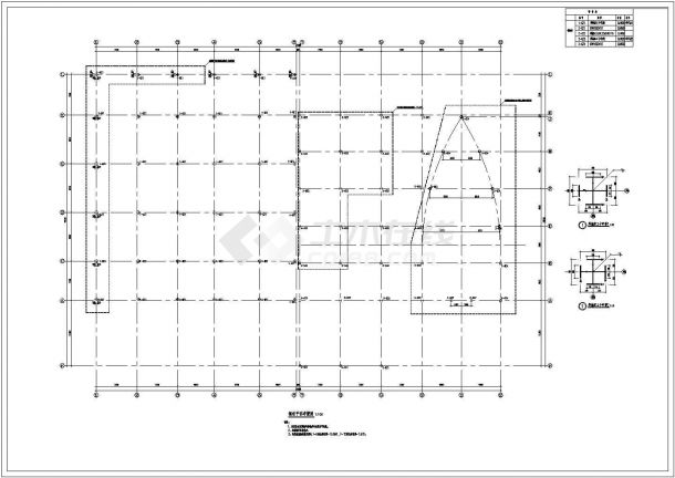 某钢框架汽车4S店（维修车间及展厅）结构设计施工图-图一