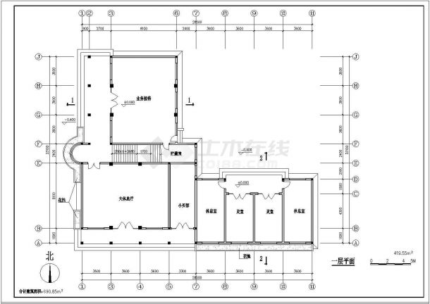 某地区三层办公楼建筑结构图（共10张）-图二