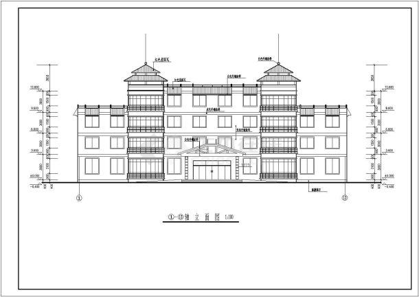 某地区三层养老院建筑方案图（共9张）-图一