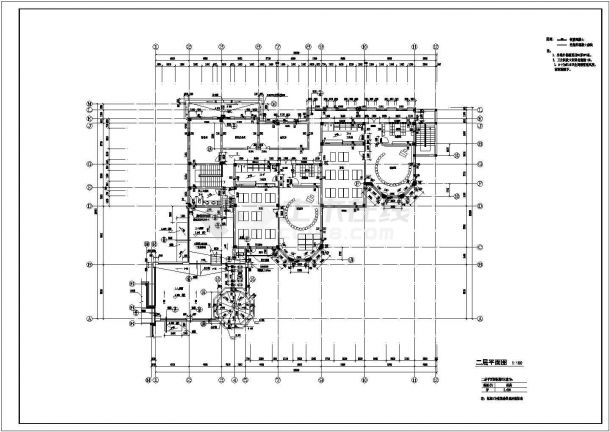 欧陆风格二层幼儿园建筑施工图（框架结构，共6张图）-图二