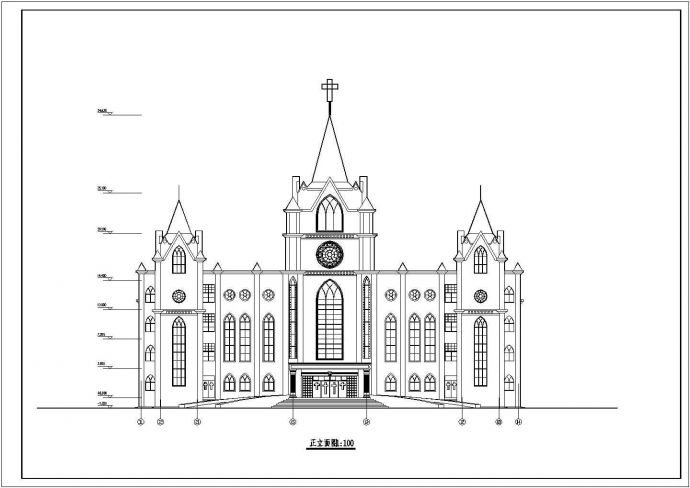 欧陆风格圣经学校建筑施工图（玫瑰花窗，共八张图）_图1