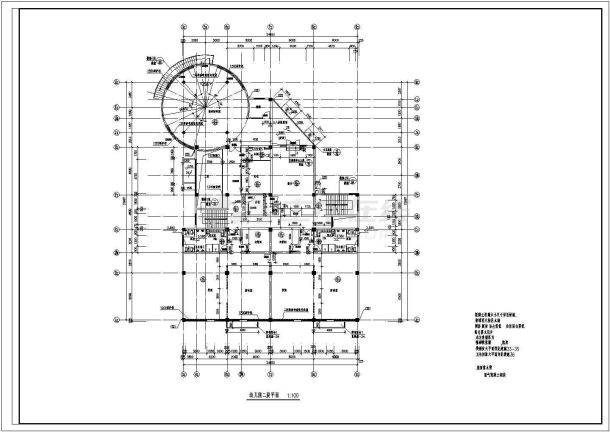 现代风格三层幼儿园建筑施工图（共15张图）-图二