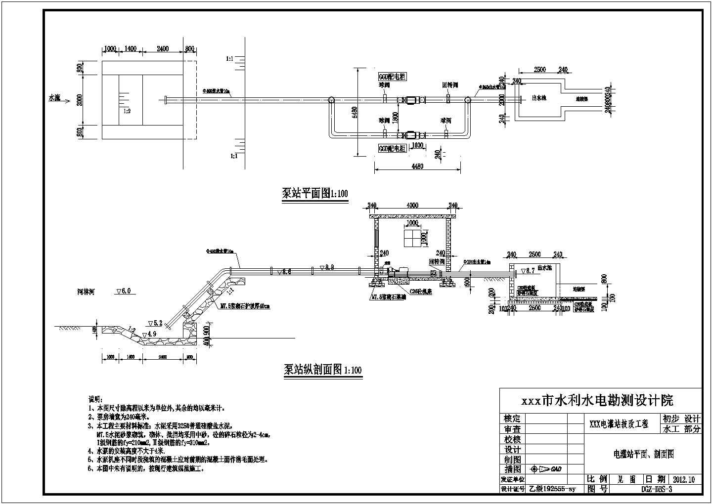 电灌站工程设计图纸（设计院方案）