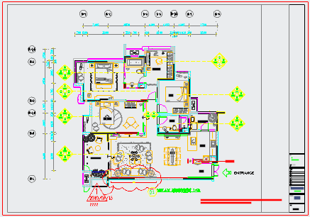 某地现代风格三室两厅住宅家装设计CAD施工图