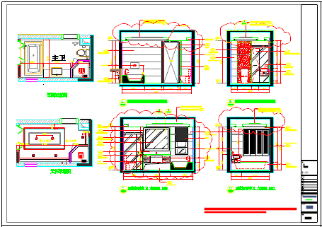 现代风格舒适三居室样板间室内装修CAD施工图-图一