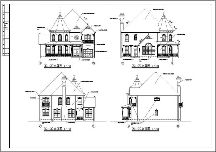 漂亮的西欧风格2层别墅结构施工图（框架型）　_图1