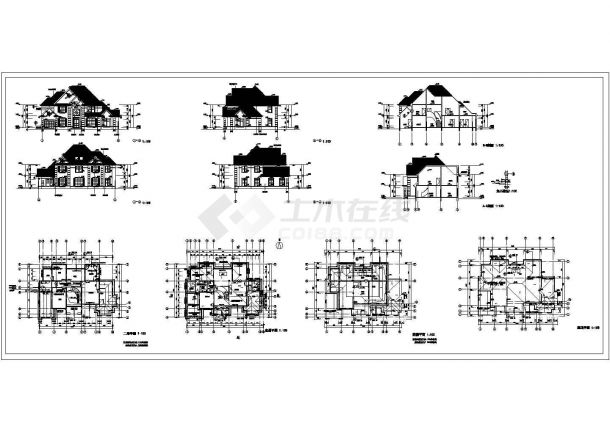2016年最新4套二层带阁楼精致别墅建筑设计施工图-图二