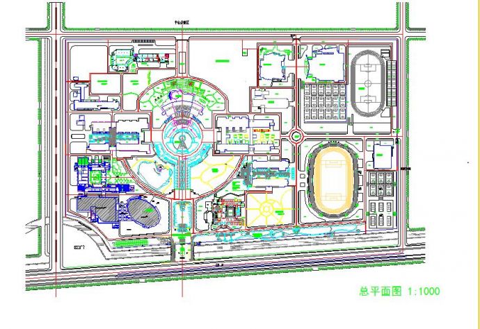 某地区大型高校建筑设计详细规划图_图1