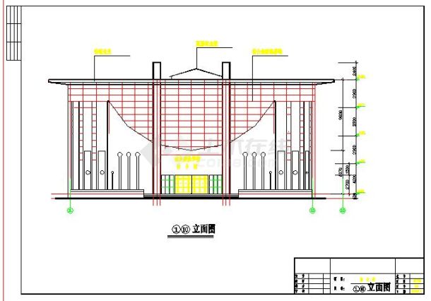 某四层坡屋顶图书馆建筑设计施工图-图一