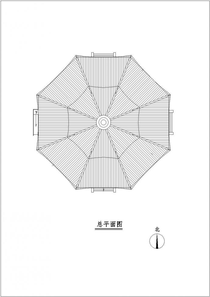 五层木结构雷峰塔建筑设计方案图（共2张cad图）_图1