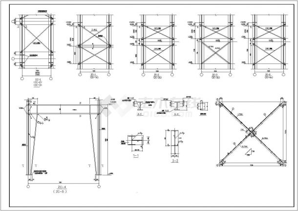 某带吊车带夹层钢结构厂房结构设计施工图-图一
