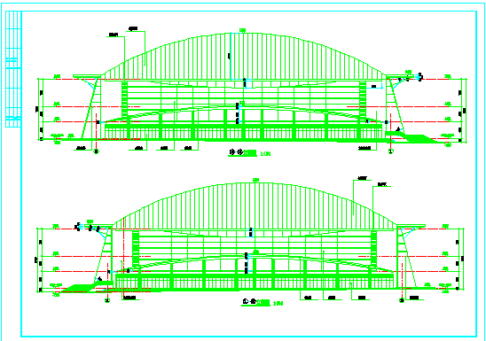 武汉市某体育公园5900平米3层框架结构体育馆建筑设计CAD图纸_图1