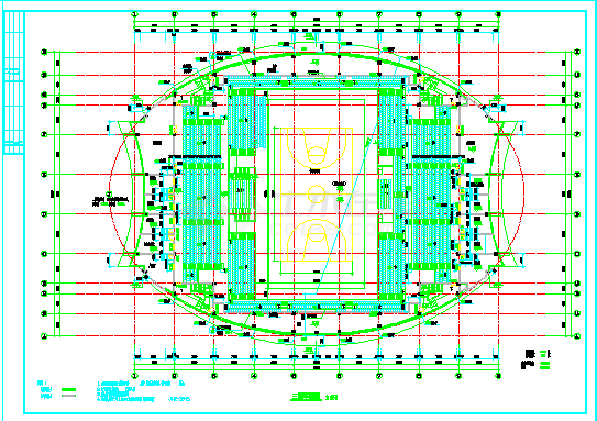 武汉市某体育公园5900平米3层框架结构体育馆建筑设计CAD图纸-图二