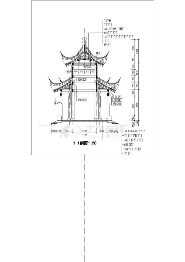 8米高古建亭子系列八角四方重檐亭建筑设计（砖木结构）-图二