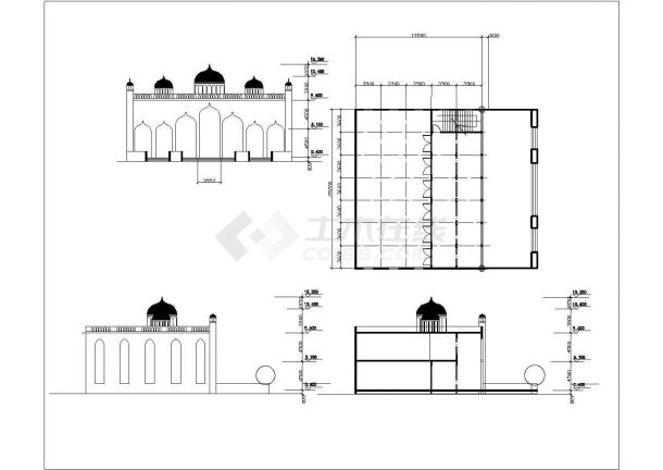 某清真寺建筑设计方案，共15张图-图一