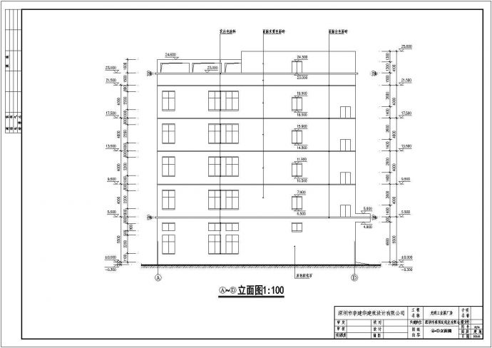 现代风格地上五层厂房建筑施工图，共7张图_图1