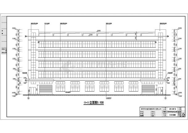 现代风格地上五层厂房建筑施工图，共7张图-图二
