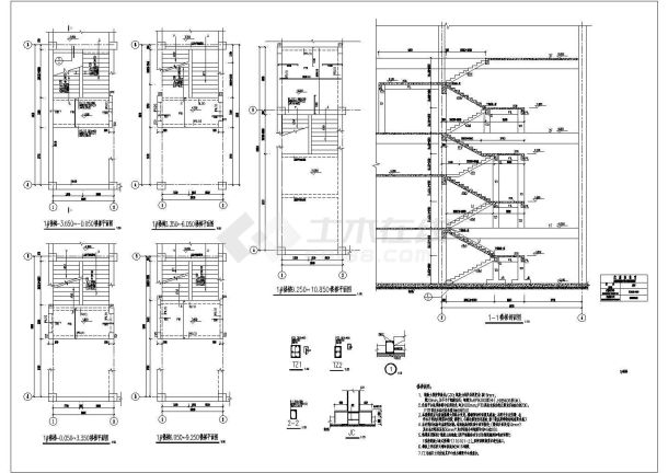 某地上3层框架结构哈雷4S店建筑、结构施工图-图二