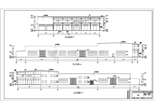 某地二层坡顶汽车展厅建筑设计施工图-图一