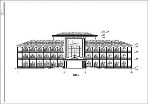 某地四层坡顶会展中心建筑设计施工图-图一