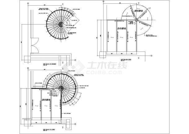 圆形楼梯钢结构详细cad设计施工图纸-图一