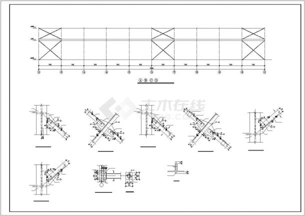 某三联跨轻钢厂房结构图（QD型吊钩桥式起重机4台）-图二
