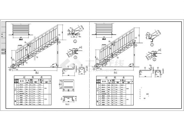 某建筑钢结构走廊楼梯cad施工设计图-图一
