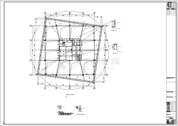 二十九框架核心筒结构写字楼结构施工图（137.6米）-图一