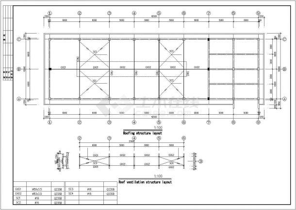某框排架单层厂房结构设计图（条形基础）-图一
