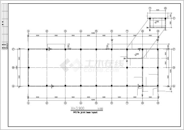 某框排架单层厂房结构设计图（条形基础）-图二