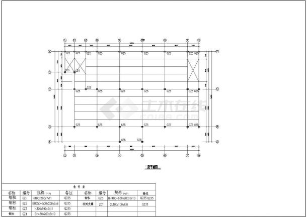 某钢框架地上两层厂房结构设计图（独立基础）-图一