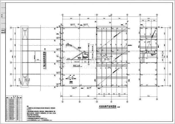某汽车展厅厂房建筑结构施工图纸（含结构设计说明）-图一