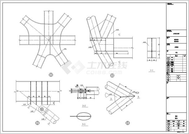[浙江]五层筒体空间桁架结构博物馆结构图-图一