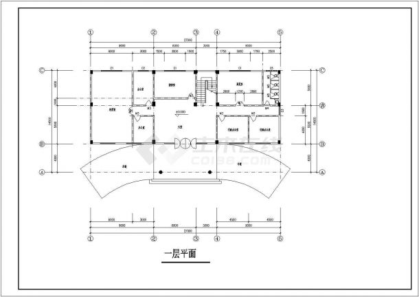 欧式小型办公楼建筑设计方案（共12张图）-图一