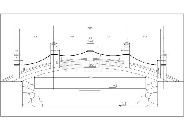 我国常见木拱桥cad施工设计图纸-图一