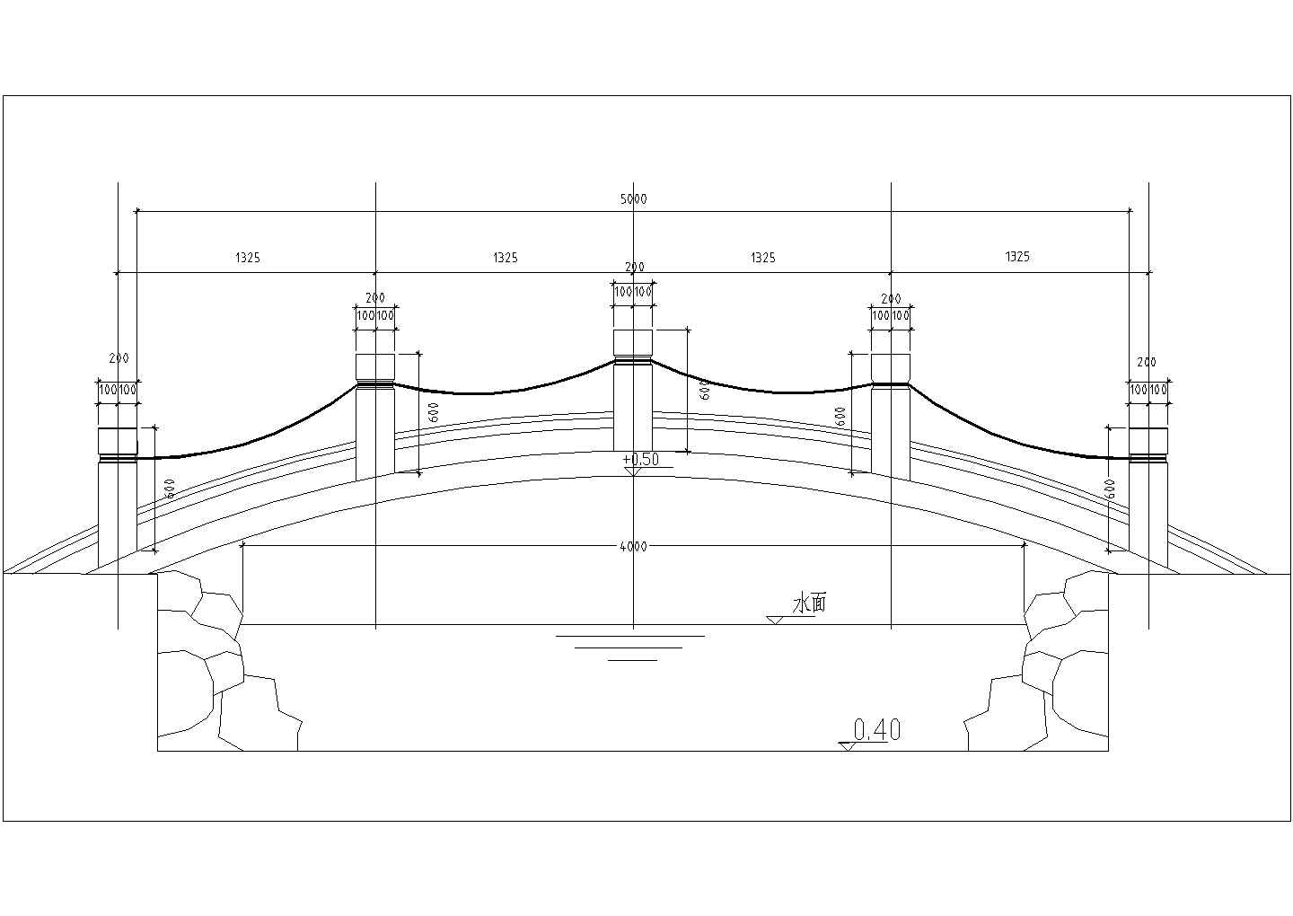 我国常见木拱桥cad施工设计图纸