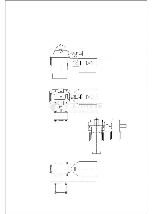 320kw冲击式机组厂房设计施工图纸-图一