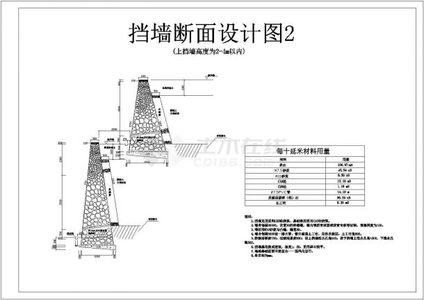 某地边坡挡墙断面治理设计施工图纸-图二