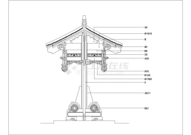 【苏州市】某垂花大门CAD方案图（共2张图）-图二