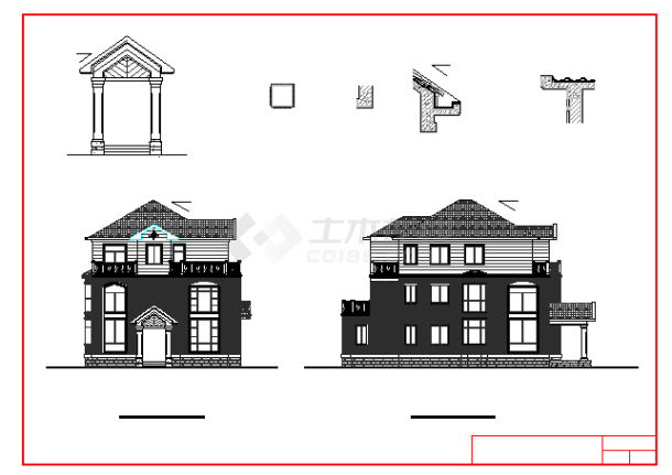 某欧式3层独栋别墅框架结构设计图纸-图二