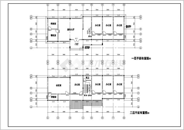 三层砖混结构办公楼建筑方案cad设计图-图二