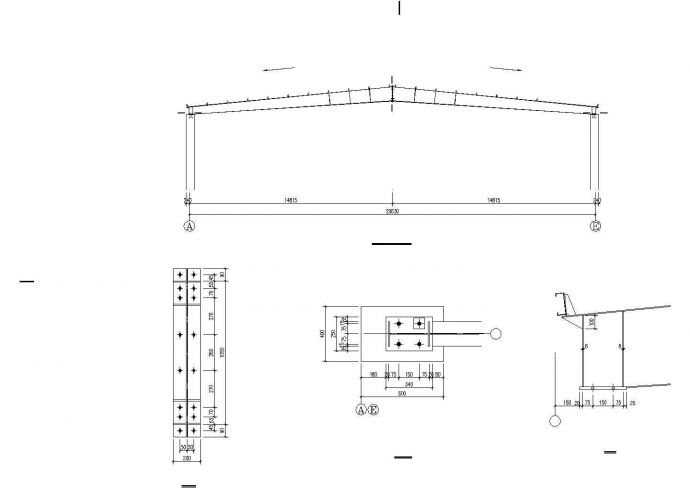 某跨度63米单层钢结构厂房结构设计图（独立基础）_图1