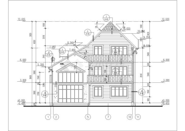 某3层砖混结构现代风格别墅建筑设计图-图一