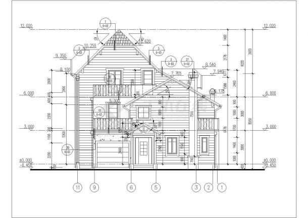 某3层砖混结构现代风格别墅建筑设计图-图二