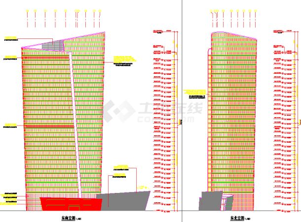 166米超高层办公楼建筑扩初设计cad图（含效果图）-图一