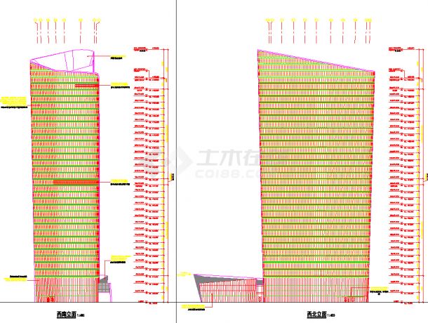 166米超高层办公楼建筑扩初设计cad图（含效果图）-图二